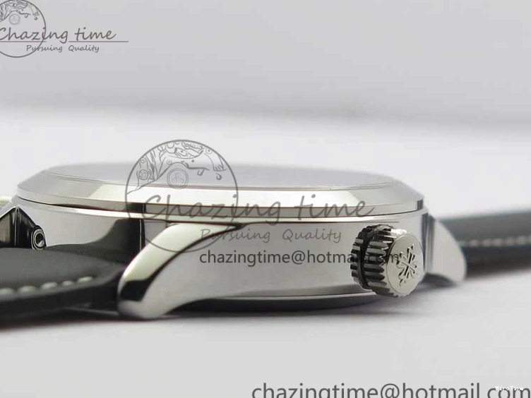 MIROTIME 0418 Practical Calatrava 5524 Pilot Travel Time SS GRF Blue Dial on Black Leather Strap A324 V 7107